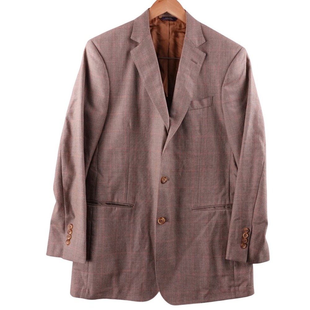 Regent Unstructured Silk Linen Wool Blend Plaid Sport Coat Mens 41L Made in USA